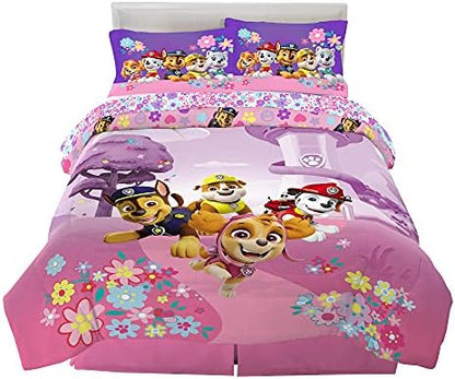 Franco Kids Bedding Super Soft Comforter and Sheet Set, 5 Piece Full Size, Paw Patrol Girls