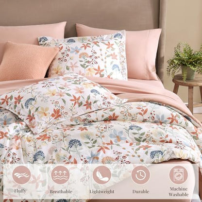 Queen Comforter Set - 7 Pieces Soft Floral Bed in a Bag Queen Bedding Sets