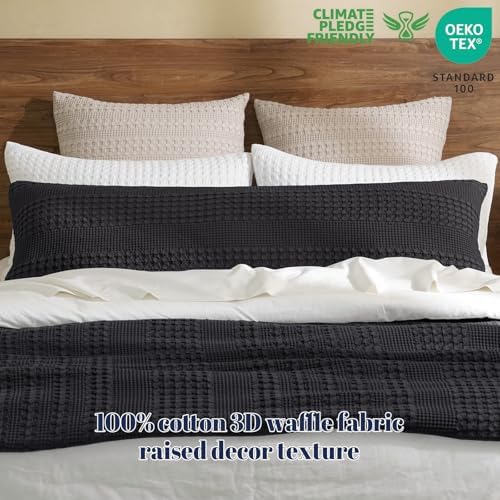 PHF Cotton Waffle Body Pillowcase 20" x 54", Black, No Insert