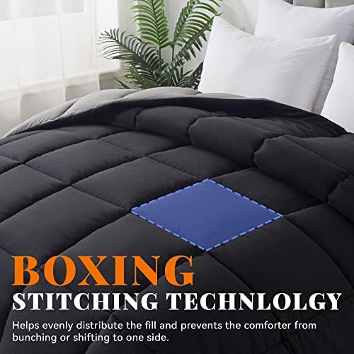 Down Alternative Comforter Black/Grey Twin Size - All Season Duvet Insert