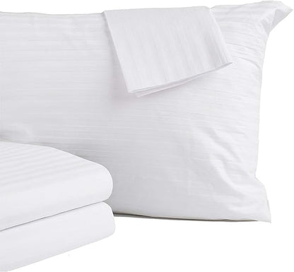 Comfort Beddings Body Pillowcase, 100% Organic Cotton 600 Thread Count Sateen, Soft Cooling White Stripe, 1-Pack, Hidden Zipper Closure, Hotel Quality, Fade & Shrink Resistant, 20 x 48 Inches