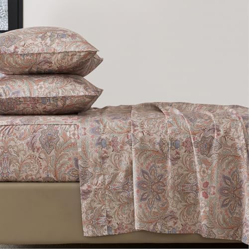 FADFAY 100% Cotton King Vintage Brown Paisley Sheet Set
