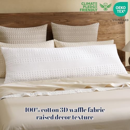 PHF Cotton Waffle Body Pillowcase 20" x 54", White, No Insert
