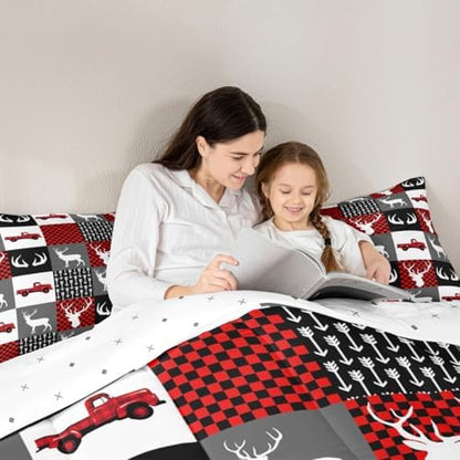 Feelyou Farmhouse Deer Comforter Set Twin Size for Kids Boys Girls