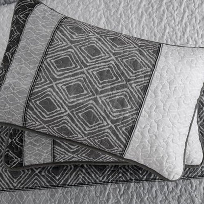 Cottolester Twin Quilt Set for Dorm Bedding,2 Pcs Black Grey Bedspreads