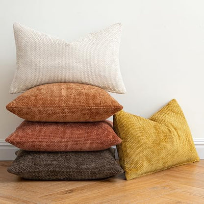 MIULEE Fall Decorative Rust Couch Throw Pillow Covers 18x18 Inch 2 Pack