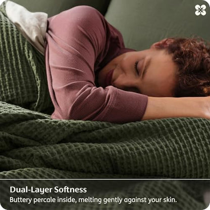 Bedsure PureWoven Cotton Waffle Weave Duvet Cover, Queen, Duvet Cover Only