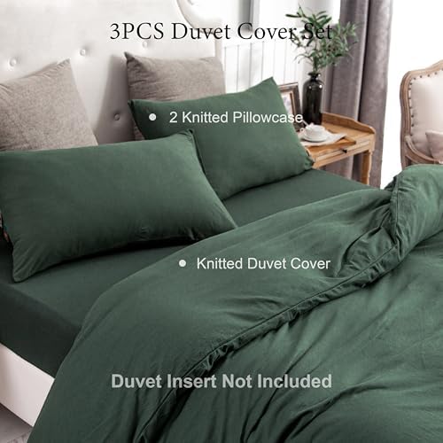 PURE ERA Jersey Knit Duvet Cover Set Solid Forest Green King