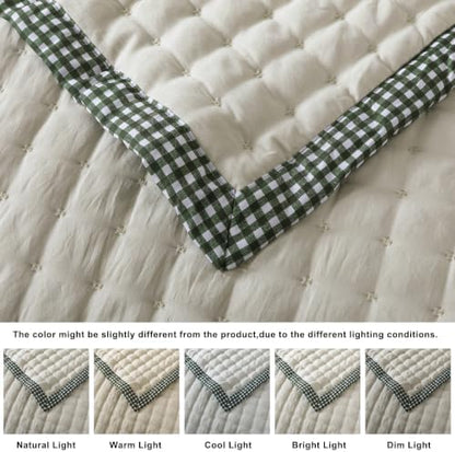 WDCOZY Cloud Soft Quilt Set, King Size, Beige Trim, 3 Pieces 104x90 inches