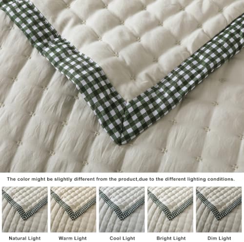 WDCOZY Cloud Soft Quilt Set, Oversized King Size, Beige Trim 116x106 inches