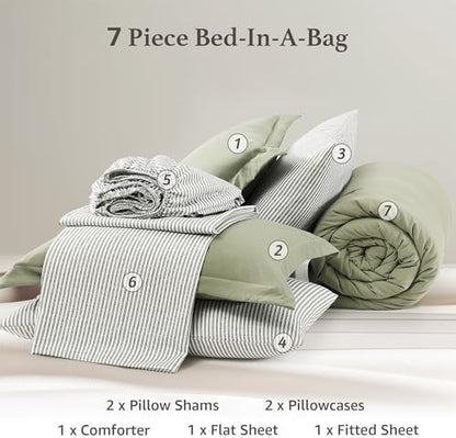 Oversized King Comforter Set- 7 Pieces Soft Bed in a Bag King Bedding Set