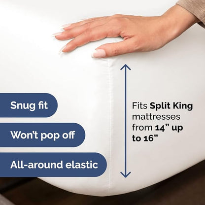 Flex Top Split Head King 4 Piece Sheet Set - Comfy Breathable & Cooling Bed Sheets Set - Hotel Luxury Bedding for Women, Men, Kids, Teens, Boys & Girls - Deep Pockets, Soft, Oeko-Tex - Antique White
