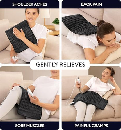 GENIANI Electric Heating Pad for Back Pain & Cramps Relief, Electric Throw, Auto Shut Off, Machine Washable, Moist Heat Pad for Neck & Shoulder, 12x24 (Pack of 2)