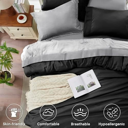 Anluoer King Size Comforter Set, 7 Piece Bed in a Bag King Bedding Sets