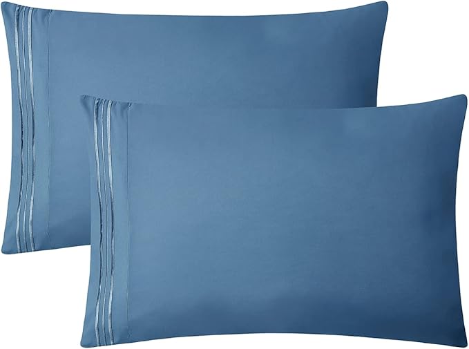 Clara Clark Bed Sheets, Premier 1800 Series 4 Piece Bed Sheet Set, Deep Pocket, Wrinkle, Fade, Stain Resistant, Luxury Soft Bedding Sheets & Pillowcases, California King, Blue Heaven