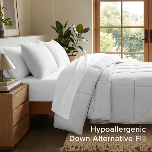 Bare Home Comforter Set - 1800 Ultra Soft (Oversized Queen, Cloud Grey)