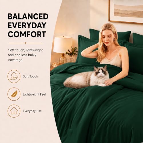 CozyLux Queen Comforter Set Emerald Green, 7 Pieces Bed in a Bag