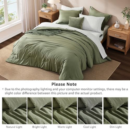 Monbix Queen Comforter Set - 7 Pieces Soft Bed in a Bag Queen Bedding Sets