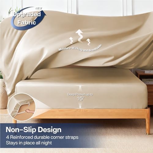 MR&HM California King Sheets 4 Pieces, Rayon Derived from Bamboo Blend