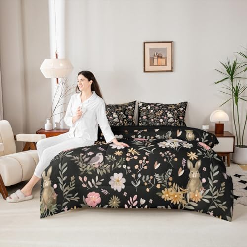 Feelyou Cute Deer and Rabbit 7 Piece Bedding Set for Kids