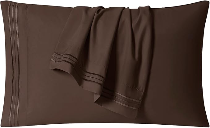 Clara Clark Bed Sheets, Premier 1800 Series 4 Piece Bed Sheet Set, Deep Pocket, Wrinkle, Fade, Stain Resistant, Luxury Soft Bedding Sheets & Pillowcases, Split King, Chocolate Brown