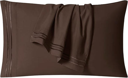 Clara Clark Bed Sheets, Premier 1800 Series 4 Piece Bed Sheet Set, Deep Pocket, Wrinkle, Fade, Stain Resistant, Luxury Soft Bedding Sheets & Pillowcases, Split King, Chocolate Brown