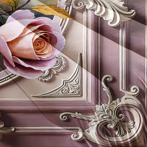 Pink and White Flower Full Size Comforter Set，Flower Bed Bedding for Kids Full Size