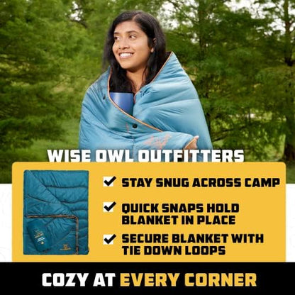 Wise Owl Outfitters Camping Blanket, Packable Puffy Quilt for Backpacking