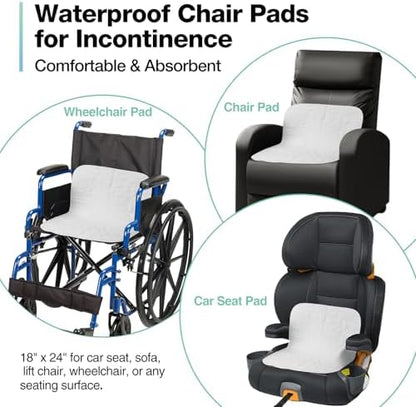 Washable Waterproof Underpads, 24" x 18" (3 Pack) Reusable Incontinence Pads for Chair, Bassinet, Crib, Car Seat, Sofa, Wheelchair, Small Size