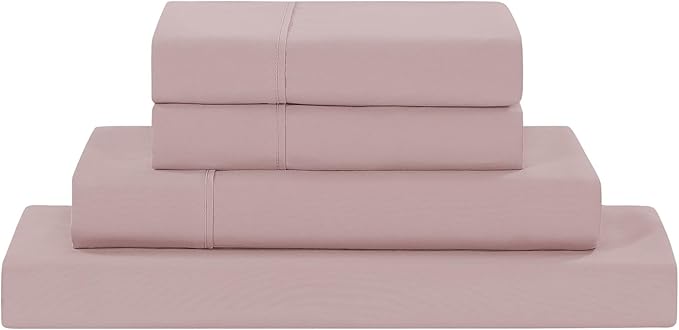 Modern Threads Soft Microfiber Solid Sheets - Luxurious Microfiber Bed Sheets - Includes Flat Sheet, Fitted Sheet with Deep Pockets, & Pillowcases Cameo Rose Full
