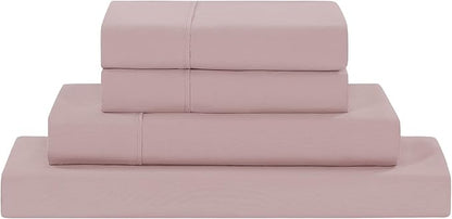 Modern Threads Soft Microfiber Solid Sheets - Luxurious Microfiber Bed Sheets - Includes Flat Sheet, Fitted Sheet with Deep Pockets, & Pillowcases Cameo Rose Queen