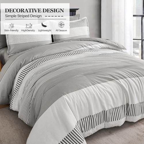 Full Size Comforter Sets for College Dorm,Kids Striped Comforter Set