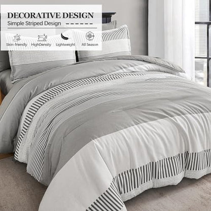 Full Size Comforter Sets for College Dorm,Kids Striped Comforter Set