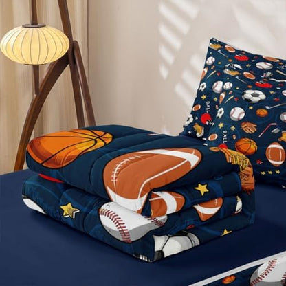 Feelyou Ball Baseball Football Comforter Set Full Size Kids Boys Girls