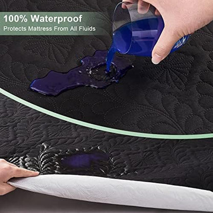 Sufdari Full Waterproof Mattress Protector, Waterproof Mattress Cover,Breathable & Noiseless Mattress Pad, Waterproof Quilted Fitted Sheet Fits Up to 8-18" Deep Pocket