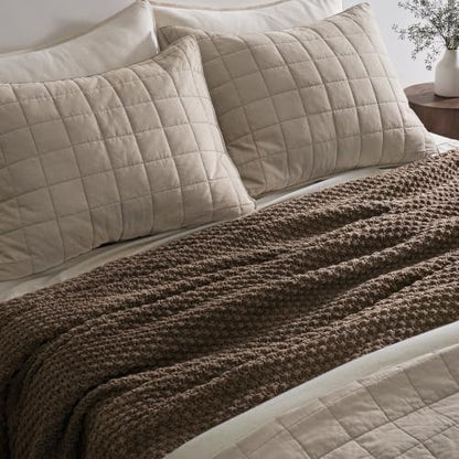 EVERGRACEHOME Chunky Chenille Knit Throw Blanket, 90 x 90, Cocoa Brown