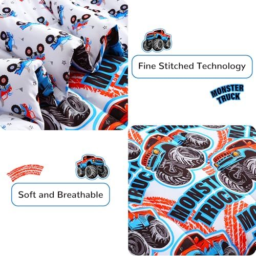 Viviland Kids Twin Bedding Sets, Boys Comforter, Monster Truck