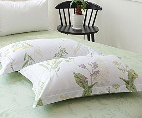 FADFAY Duvet Cover Set Full Shabby Green Daisy and Lavender Flowers Botanical Comforter Cover 100% Cotton with Hidden Zipper Closure 3-Piece, 1 Duvet Cover & 2 Pillowcases Full Size