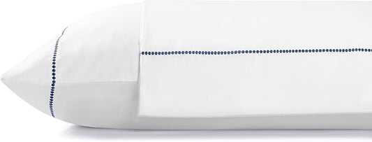 Linen Home 100% Cotton Percale Pearl Stitch Pillowcases King Size, Dark Blue, 2 Pieces of Pillow Case, Crisp and Cool Strong Bed Linen, 20 inches X 40 inches