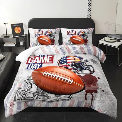 Twin Size Kids Comforter Sets Boys Football，Sport Themed Twin Size Bedding，with 1 Comforter with 2 Pillow Case