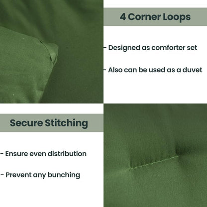 Paxrac Moss Green Queen Comforter Set, 3 Pieces Lightweight Solid Bedding Set, Soft Fluffy Comforter, All Season Bed Set (90"x90" Comforter & 2 Pillowcases)