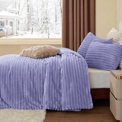 BEDELITE Fleece Twin/Twin XL Comforter Set, Fluffy Bed Set, Lavender