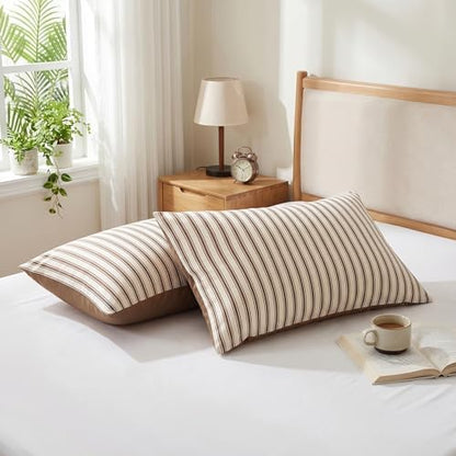 Nayoroom Brown Striped Comforter Set King Mocha Stripe Bedding