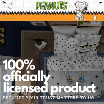 Peanuts Halloween Full Bed Set – Super Soft & Cozy 5 Piece Reversible Comforter and Sheet Set Featuring Snoopy & Charlie Brown, (Official Peanuts Product) by Franco