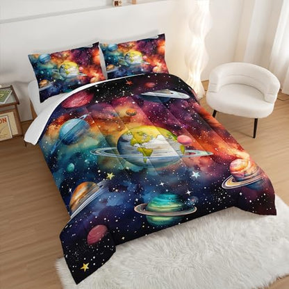 Solar System Bedding King Comforter Set with 2 Pillowcases.