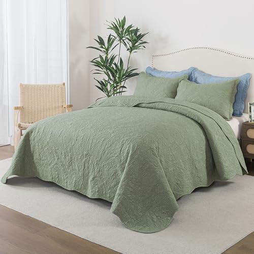 HoneiLife Quilt Sets King Size - 3 Piece Microfiber Quilt Set Lightweight Bedspreads Reversible Coverlets Rustic Bed Cover King Quilt Bedding Sets All Season Quilts
