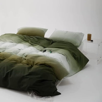 Houseri Gradient Green & White Comforter Set - Green & Cream Bedding - King Size