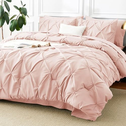 CozyLux Oversized King Comforter Set Peach Pink, 7 Pieces Bed in a Bag