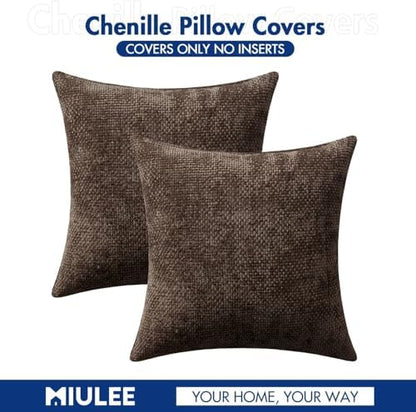 MIULEE Decorative Dark Brown Euro Sham Pillow Covers 24x24 Inch 2 Pack