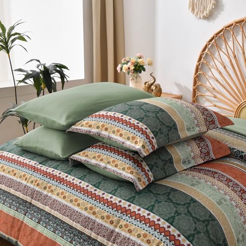 Cottolester Boho Comforter Set Queen Size,8 Pieces Striped Bed in a Bag